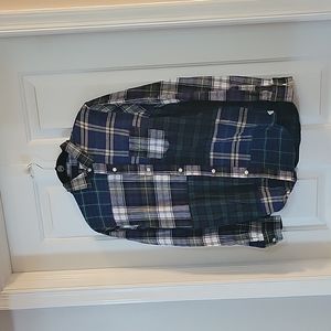Gap by SJP blue green flannel plaid shirt xxl